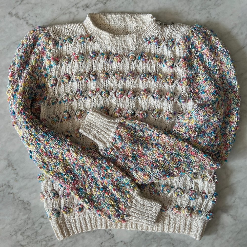 Vintage Confetti Rainbow Pom Pom Bobble Knit